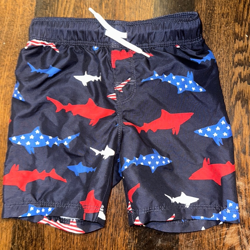 Old Navy American Flag Shark Swim trunks